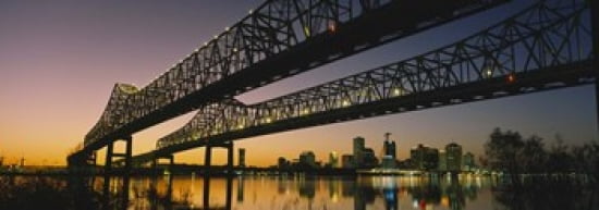 Low angle view of a bridge across a river New Orleans Louisiana USA Canvas Art - Panoramic Images (36 x 13)