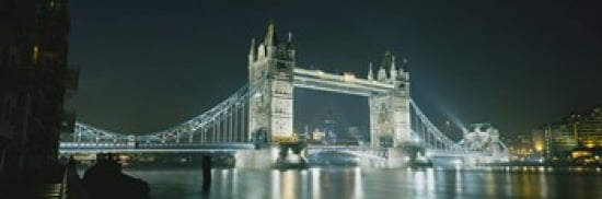 Low angle view of a bridge lit up at night Tower Bridge London England Canvas Art - Panoramic Images (36 x 12)