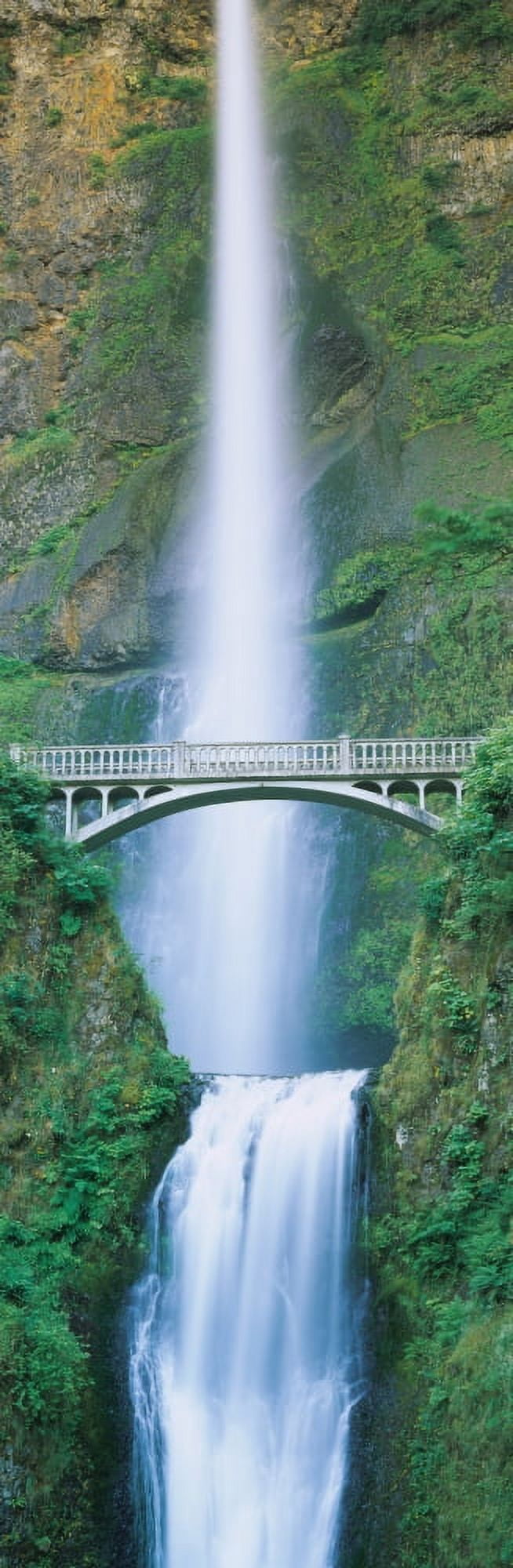 Low angle view of a bridge near a waterfall Multnomah Falls Benson Bridge Oregon USA Canvas Art - Panoramic Images (27 x 9)