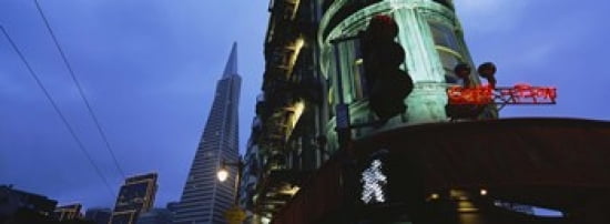 Low angle view of a building Sentinel Building Transamerica Pyramid San Francisco California USA Canvas Art - Panoramic Images (36 x 13)