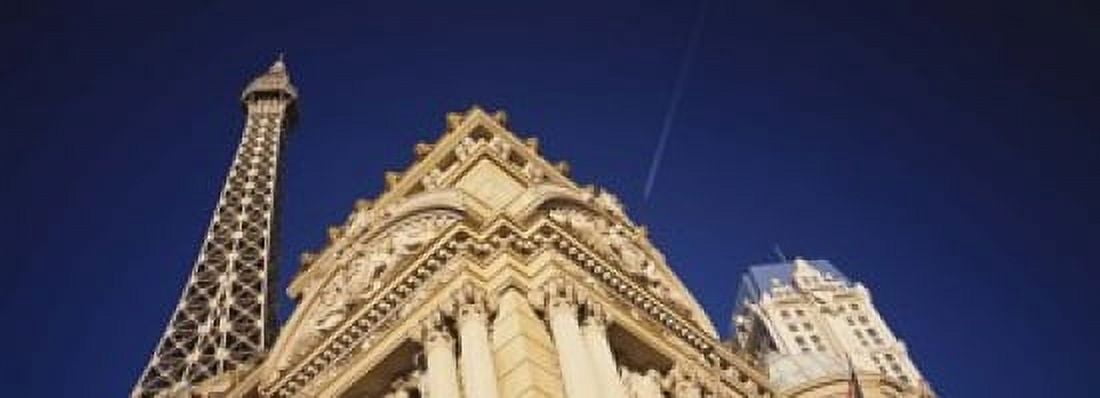Low angle view of a building in front of a replica of the Eiffel Tower Paris Hotel Las Vegas Nevada USA Canvas Art - Panoramic Images (18 x 7)