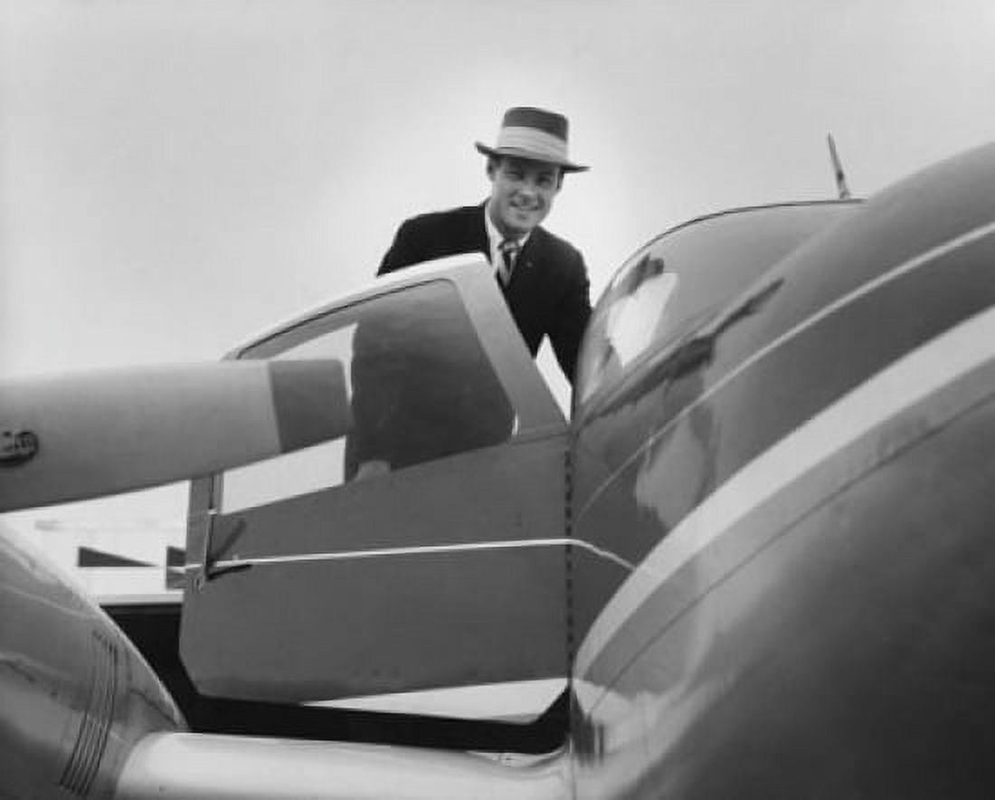 Low angle view of a businessman boarding a private airplane Canvas Art - (18 x 24)