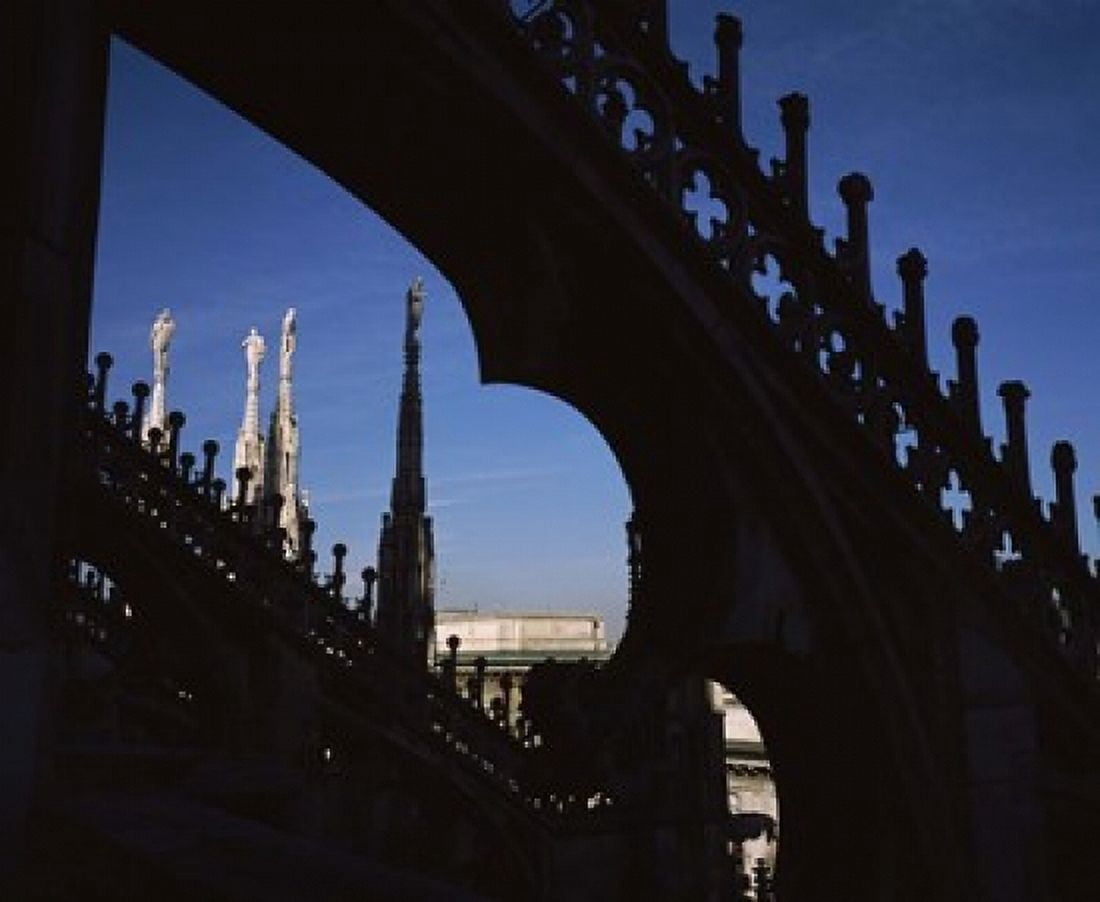 Low angle view of a cathedral Duomo Di Milano Milan Lombardy Italy Canvas Art - Panoramic Images (36 x 32)