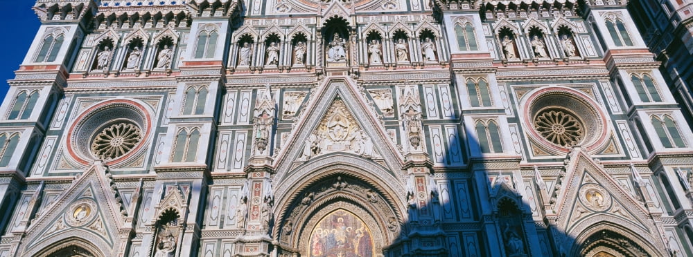 Low angle view of a cathedral Duomo Santa Maria Del Fiore Piazza Del Duomo Florence Tuscany Italy Canvas Art - Panoramic Images (36 x 12)