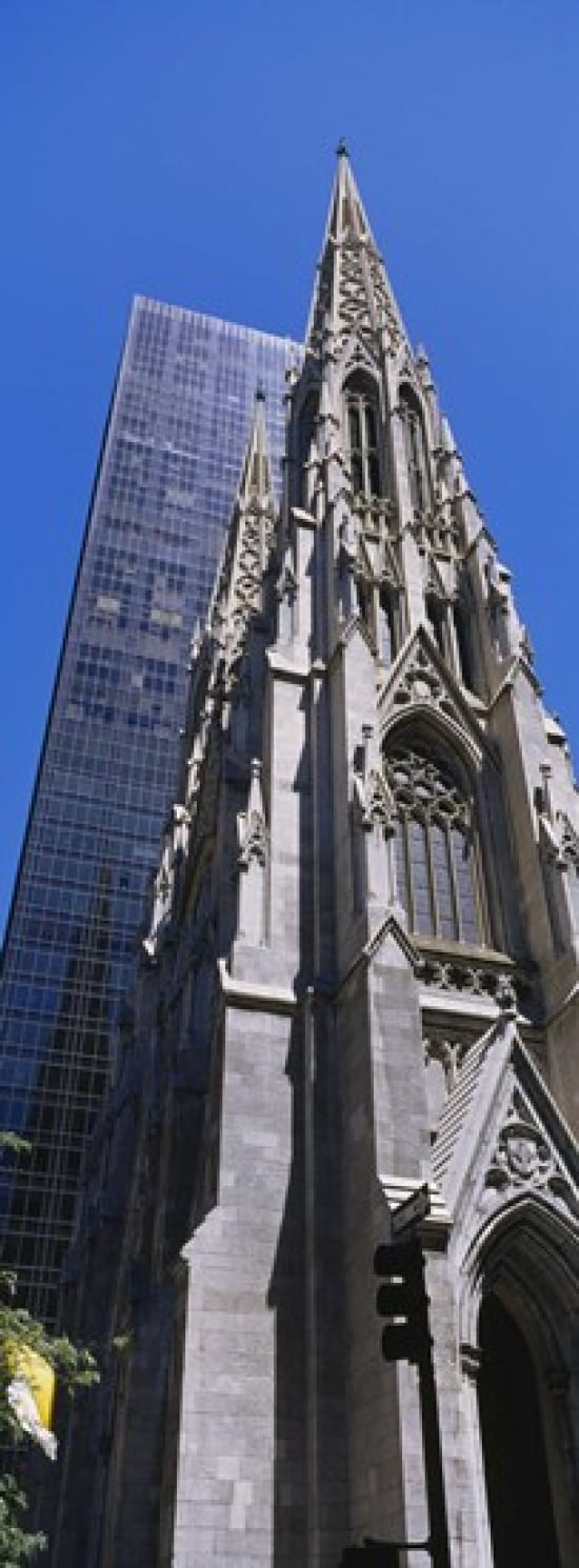 Low angle view of a cathedral St Patricks Cathedral Manhattan New York City New York State USA Canvas Art - Panoramic Images (36 x 13)
