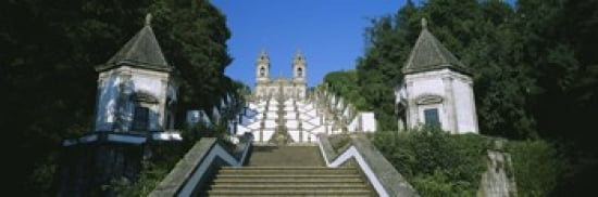 Low angle view of a cathedral Steps of the Five Senses Bom Jesus Do Monte Braga Portugal Canvas Art - Panoramic Images (36 x 12)