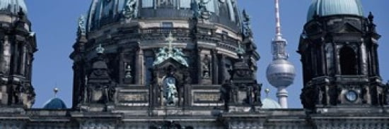 Low angle view of a church Berliner Dom with Television Tower (Fernsehturm) in distance Berlin Germany Canvas Art - Panoramic Images (36 x 12)