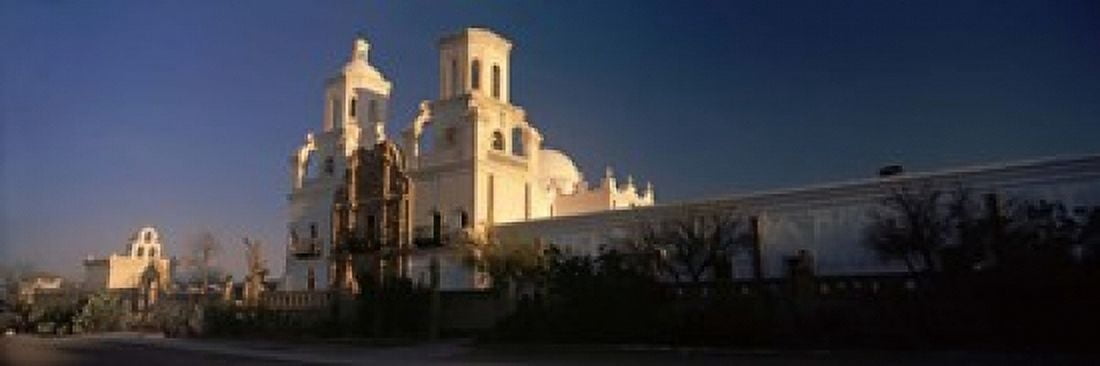 Low angle view of a church Mission San Xavier Del Bac Tucson Arizona USA Canvas Art - Panoramic Images (18 x 6)