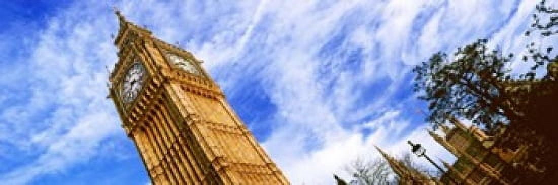 Low angle view of a clock tower Big Ben Houses of Parliament City of Westminster London England Canvas Art - Panoramic Images (18 x 6)
