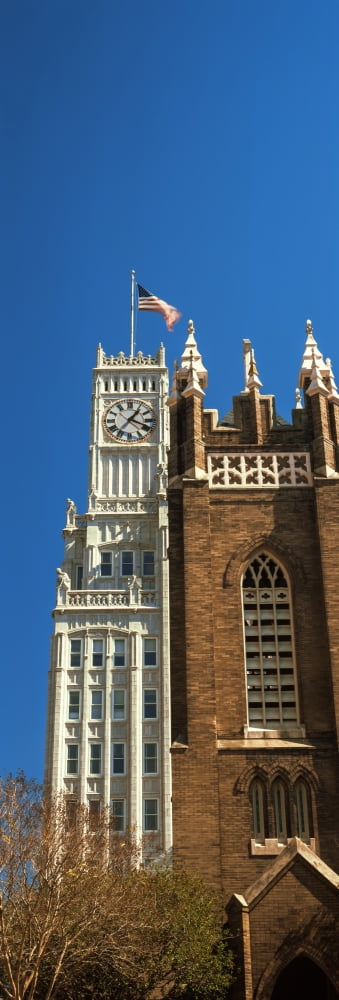 Low angle view of a clock tower Lamar Life Building St Andrews Church Jackson Mississippi USA Canvas Art - Panoramic Images (36 x 12)