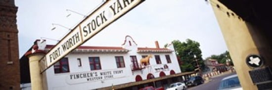 Low angle view of a commercial signboard Fort Worth Stockyards Fort Worth Texas USA Canvas Art - Panoramic Images (36 x 12)