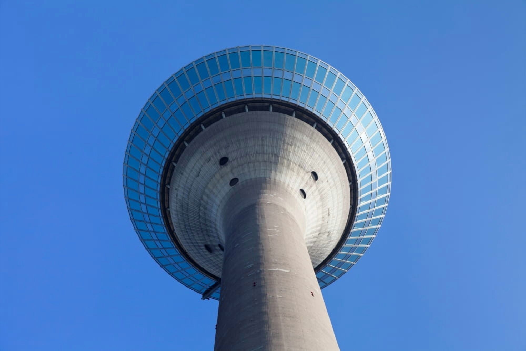 Low angle view of a communications tower Rheinturm Tower Dusseldorf North Rhine Westphalia Germany Canvas Art - Panoramic Images (36 x 12)