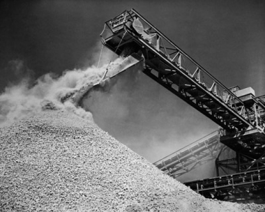 Low angle view of a conveyor belt unloading bauxite from a ship Mobile Alabama USA Canvas Art - (18 x 24)