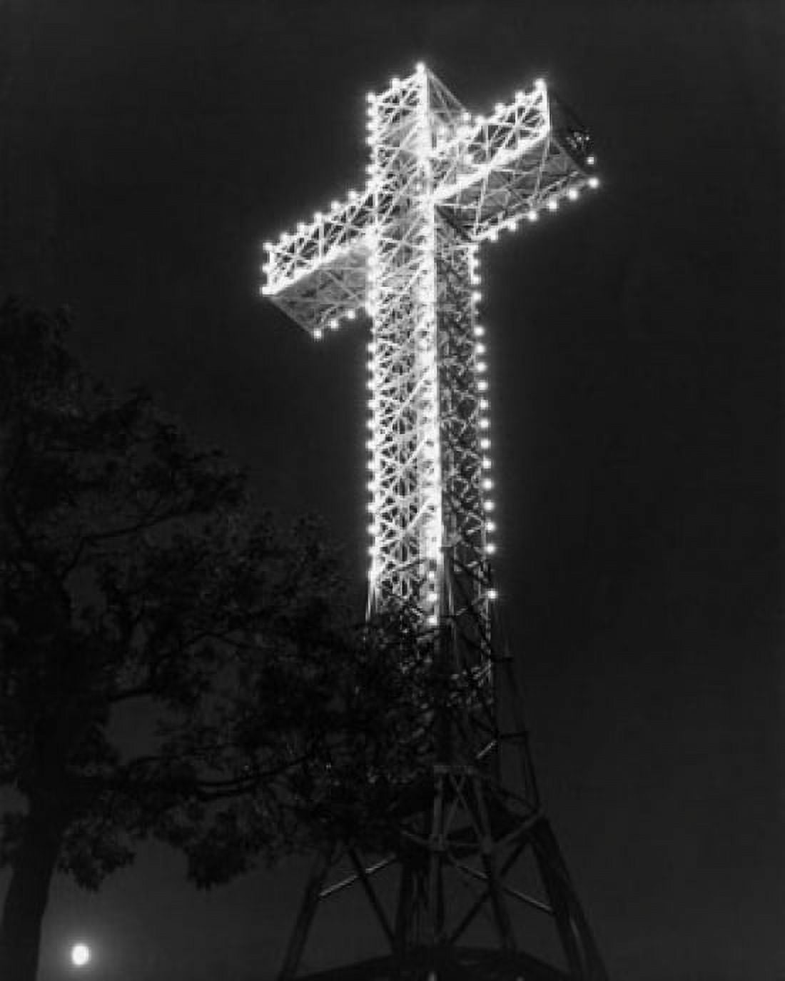 Low angle view of a cross lit up at night Mount Royal Montreal Canada Canvas Art - (18 x 24)