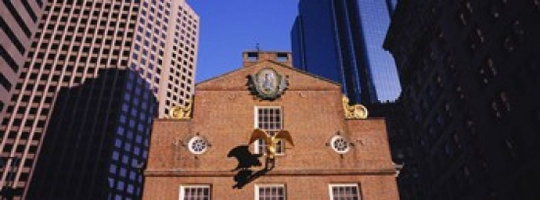 Low angle view of a golden eagle outside of a building Old State House Freedom Trail Boston Massachusetts USA Canvas Art - Panoramic Images (18 x 7)