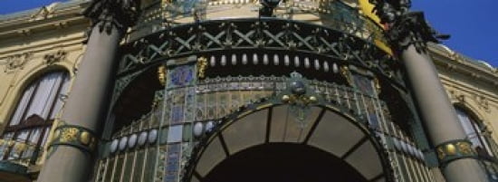 Low angle view of a government building Municipal House Prague Czech Republic Canvas Art - Panoramic Images (36 x 13)