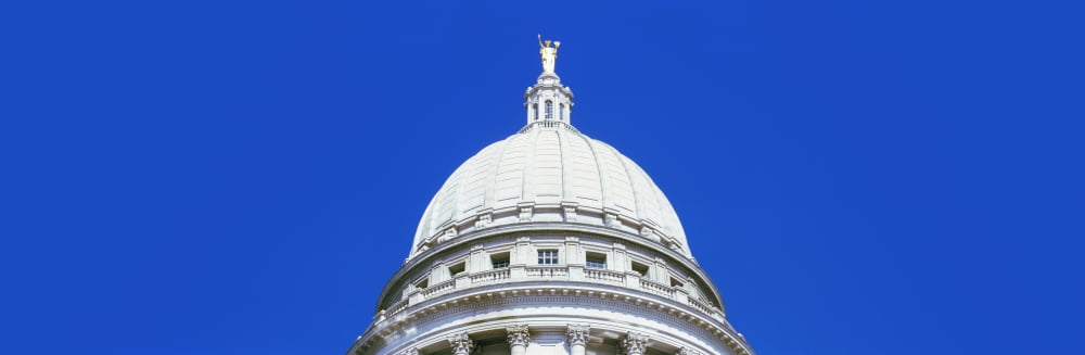 Low angle view of a government building Wisconsin State Capitol Madison Wisconsin USA Canvas Art - Panoramic Images (12 x 36)