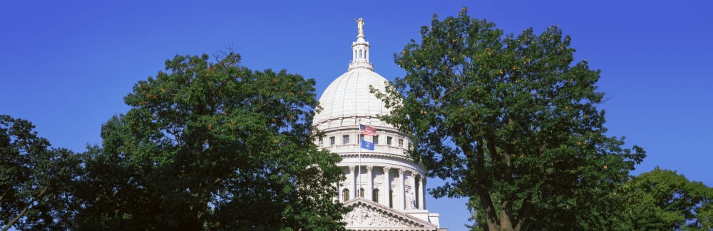 Low angle view of a government building Wisconsin State Capitol Madison Wisconsin USA Canvas Art - Panoramic Images (12 x 36)