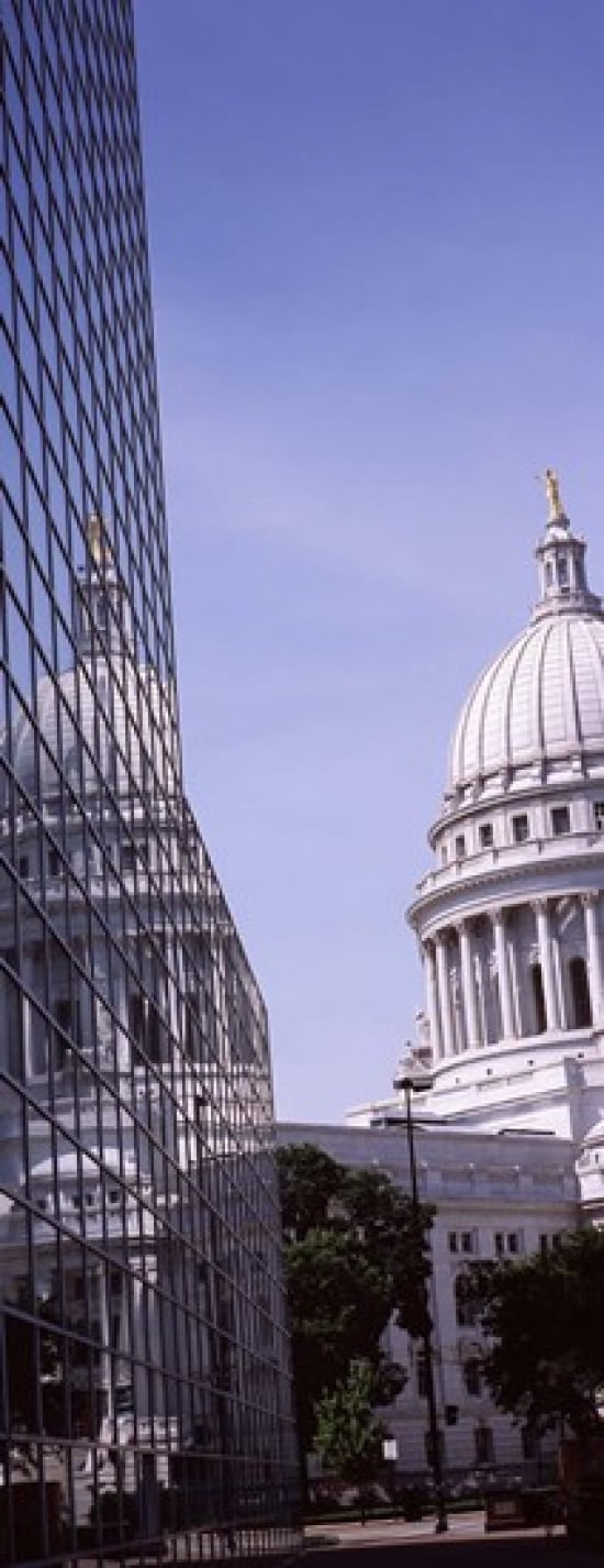 Low angle view of a government building Wisconsin State Capitol Madison Wisconsin USA Canvas Art - Panoramic Images (15 x 6)