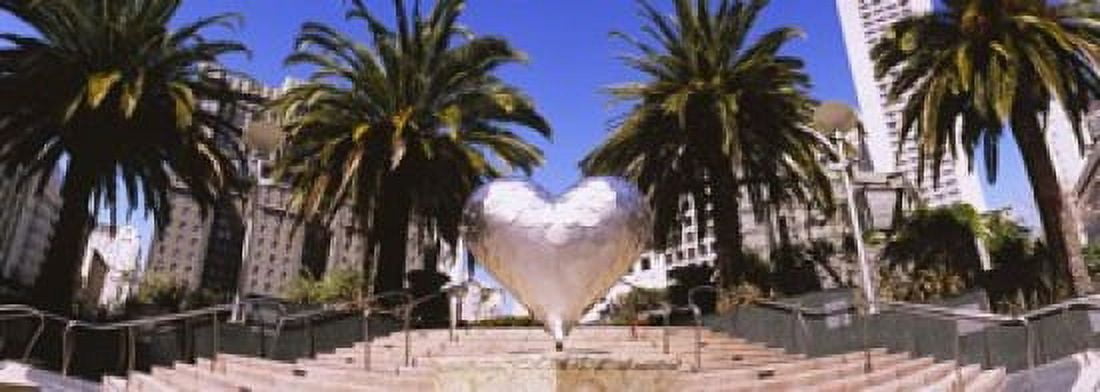Low angle view of a heart shape sculpture on the steps Union Square San Francisco California USA Canvas Art - Panoramic Images (36 x 13)