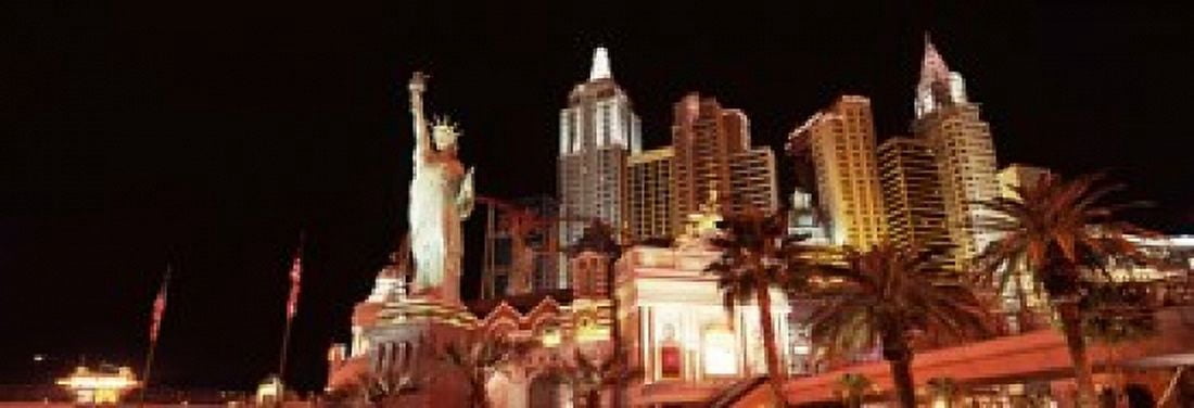 Low angle view of a hotel New York New York Hotel The Strip Las Vegas Nevada USA Canvas Art - Panoramic Images (18 x 7)