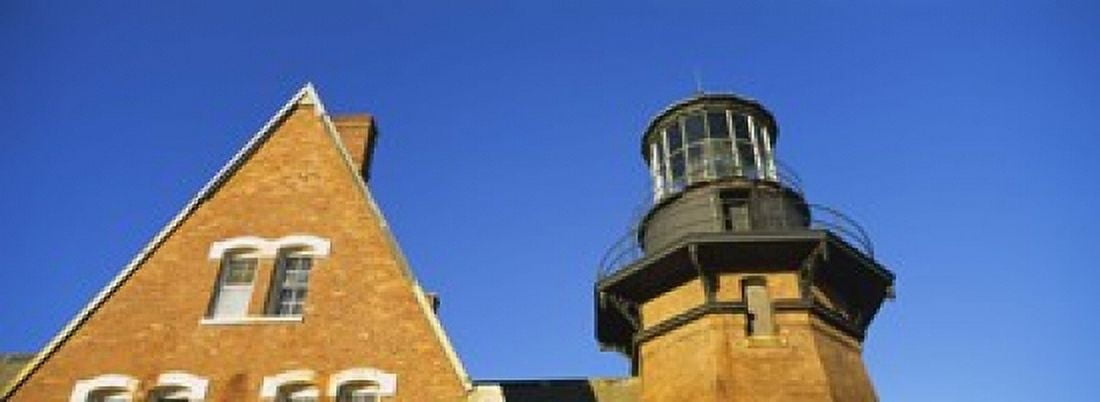 Low angle view of a lighthouse Block Island Rhode Island USA Canvas Art - Panoramic Images (18 x 7)
