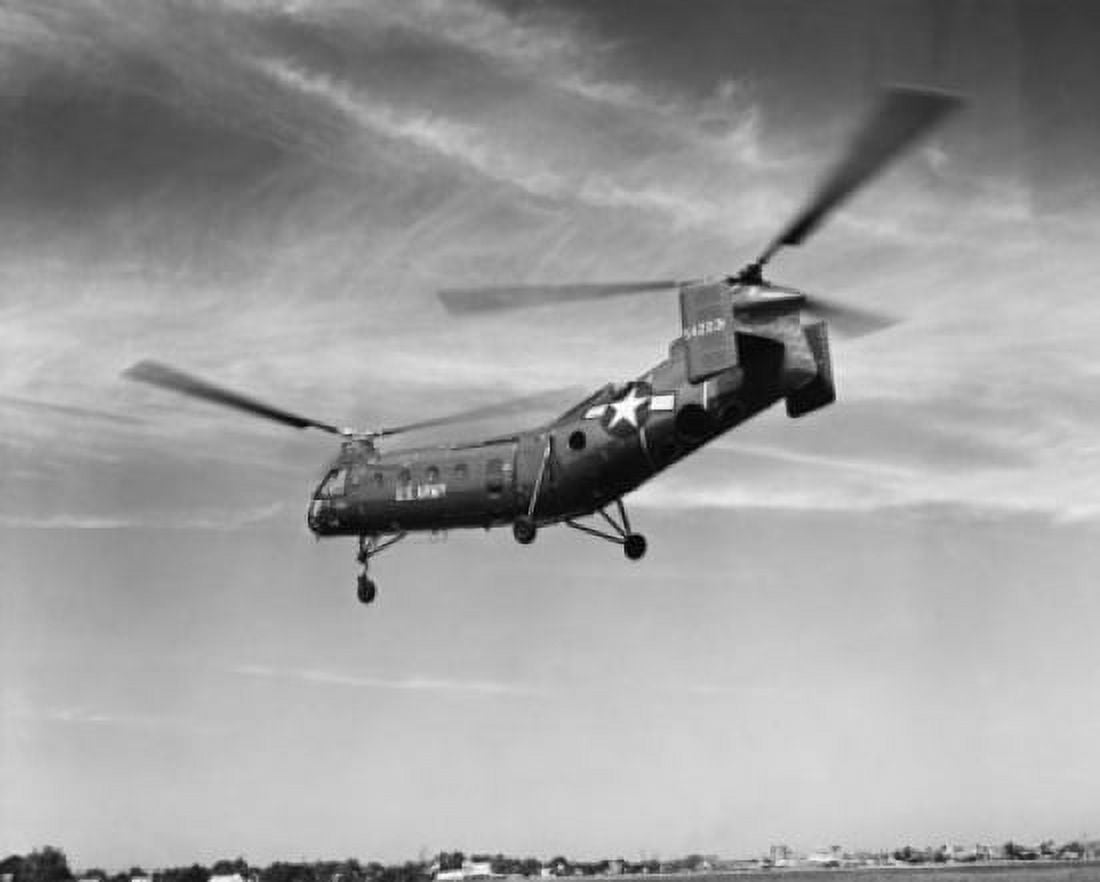 Low angle view of a military helicopter in flight H-21D Helicopter US Military Canvas Art - (18 x 24)