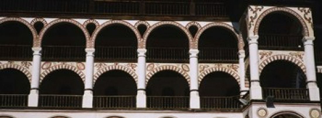 Low angle view of a monastery Rila Monastery Bulgaria Canvas Art - Panoramic Images (18 x 7)