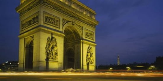 Low angle view of a monument Arc De Triomphe Paris France Canvas Art - Panoramic Images (24 x 12)