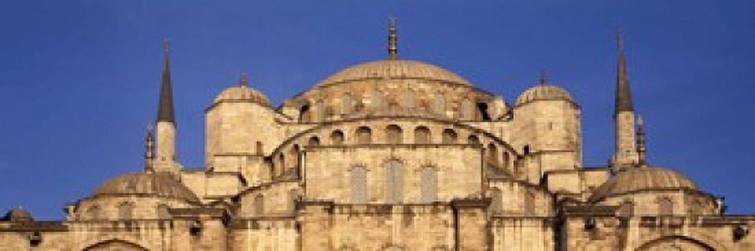 Low angle view of a mosque Blue Mosque Istanbul Turkey Canvas Art - Panoramic Images (18 x 6)