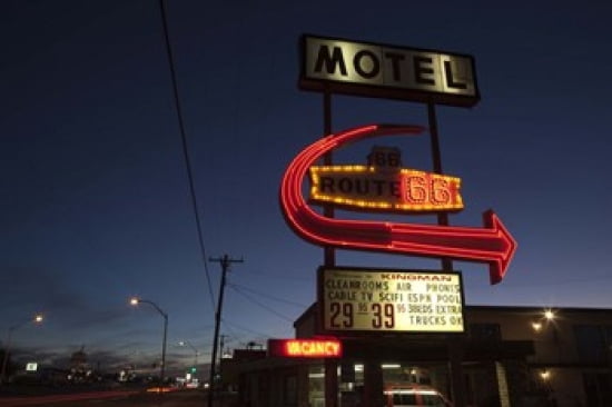Low angle view of a motel sign Route 66 Kingman Mohave County Arizona USA Canvas Art - Panoramic Images (24 x 16)