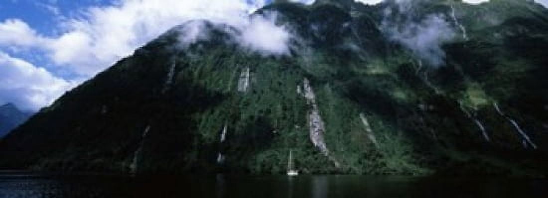 Low angle view of a mountain Milford Sound Fiordland South Island New Zealand Canvas Art - Panoramic Images (18 x 7)