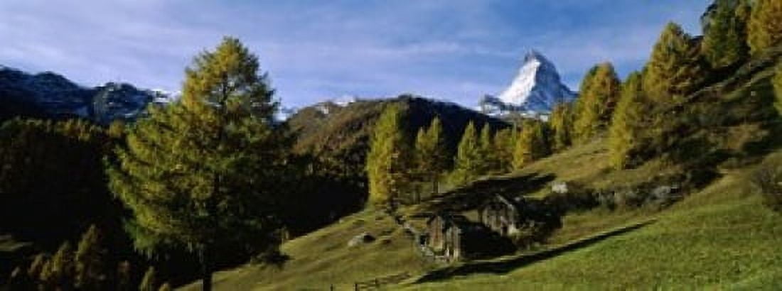 Low angle view of a mountain peak Matterhorn Valais Switzerland Canvas Art - Panoramic Images (15 x 6)