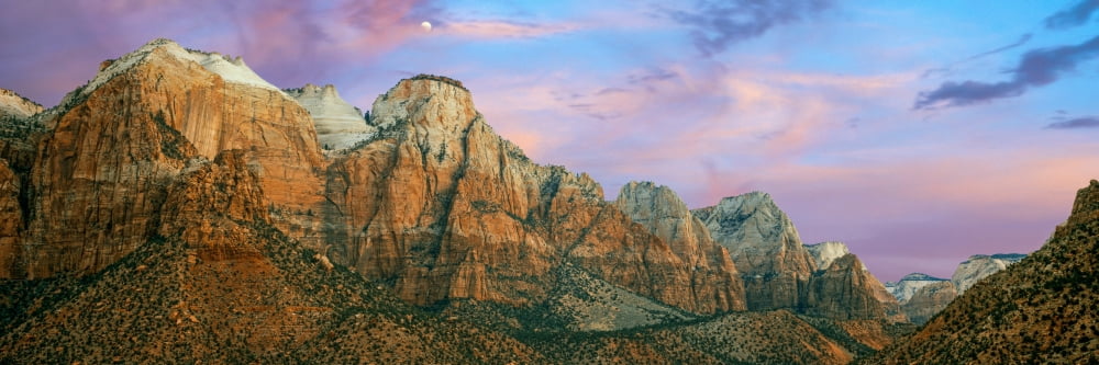 Low angle view of a mountain range The Sentinel Zion National Park Washington County Utah USA Canvas Art - Panoramic Images (36 x 12)
