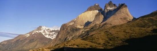 Low angle view of a mountain range Torres Del Paine National Park Patagonia Chile Canvas Art - Panoramic Images (36 x 12)