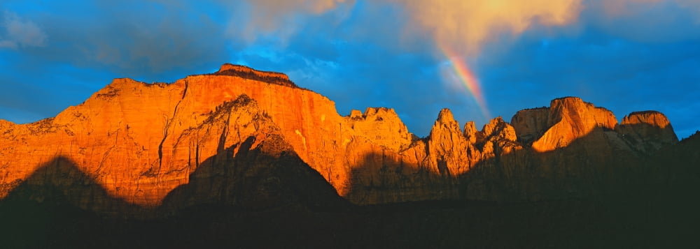 Low angle view of a mountain range Towers Of The Virgin Zion National Park Washington County Utah USA Canvas Art - Panoramic Images (27 x 9)