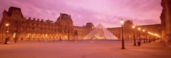 Low angle view of a museum Musee Du Louvre Paris France Canvas Art - Panoramic Images (36 x 13)