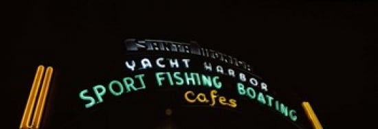 Low angle view of a neon signboard Santa Monica Pier Santa Monica Los Angeles County California USA Canvas Art - Panoramic Images (36 x 13)