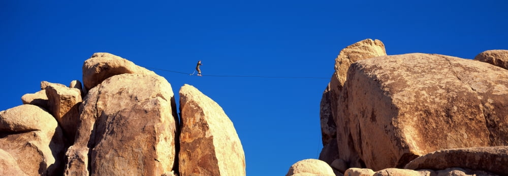 Low angle view of a person walking on a line Joshua Tree National Park California USA Canvas Art - Panoramic Images (27 x 9)