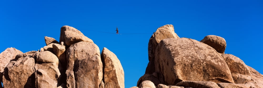 Low angle view of a person walking on a line Joshua Tree National Park California USA Canvas Art - Panoramic Images (27 x 9)