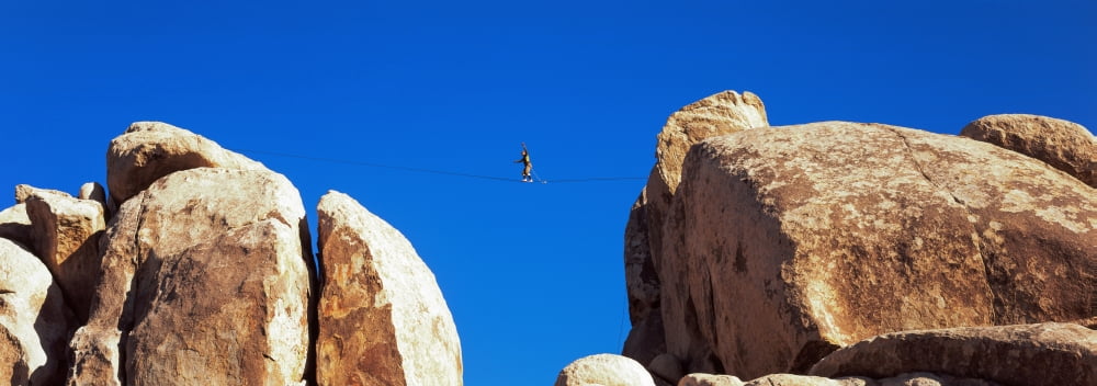 Low angle view of a person walking on a line Joshua Tree National Park California USA Canvas Art - Panoramic Images (36 x 12)