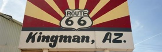 Low angle view of a road sign Route 66 Kingman Mohave County Arizona USA Canvas Art - Panoramic Images (36 x 12)