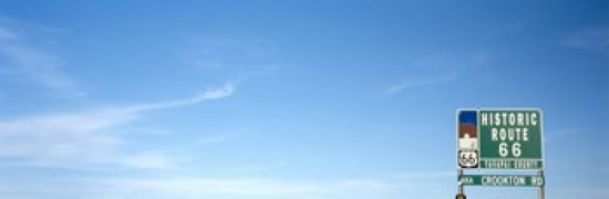 Low angle view of a road sign board Route 66 Arizona USA Canvas Art - Panoramic Images (36 x 12)