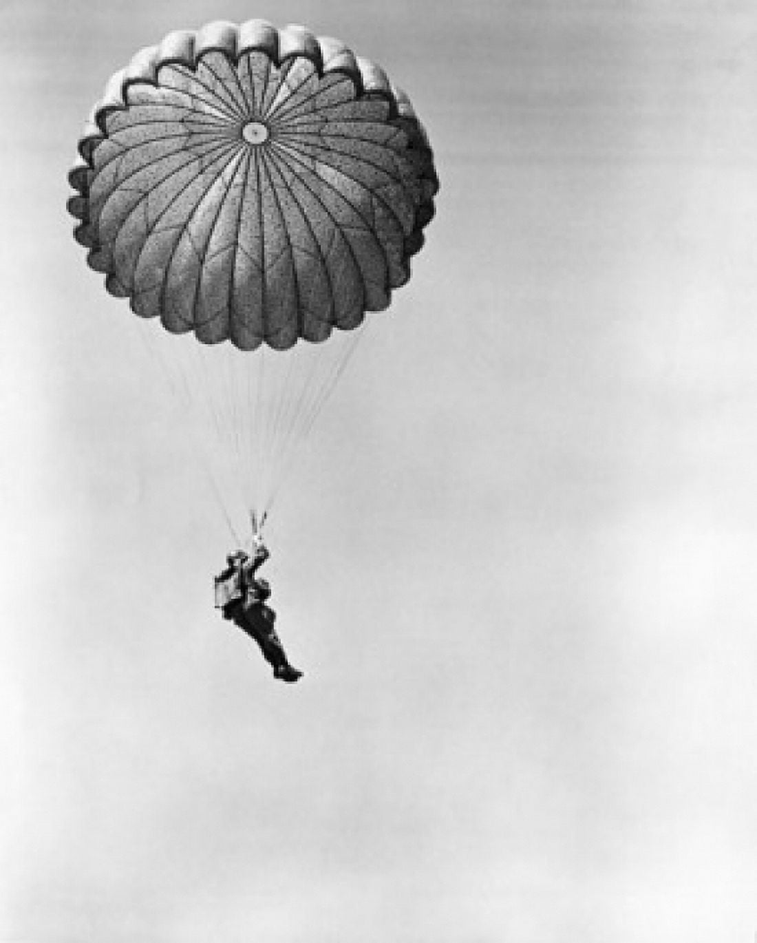 Low angle view of a soldier parachuting Canvas Art - (18 x 24)