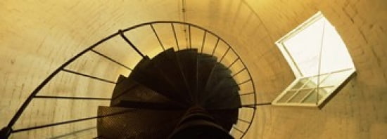 Low angle view of a spiral staircase of a lighthouse Key West lighthouse Key West Florida USA Canvas Art - Panoramic Images (36 x 13)