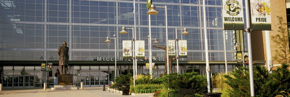 Low angle view of a stadium Lambeau Field Green Bay Wisconsin USA Canvas Art - Panoramic Images (36 x 12)