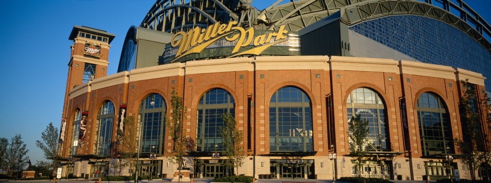 Low angle view of a stadium Major League Baseball Miller Park Milwaukee Wisconsin USA Canvas Art - Panoramic Images (36 x 12)
