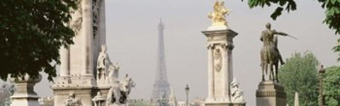 Low angle view of a statue Alexandre III Bridge Eiffel Tower Paris France Canvas Art - Panoramic Images (18 x 6)