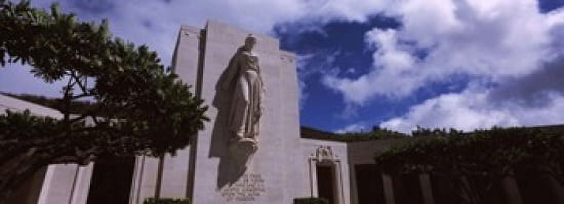 Low angle view of a statue National Memorial Cemetery of the Pacific Punchbowl Crater Honolulu Oahu Hawaii USA Canvas Art - Panoramic Images (18 x 7)