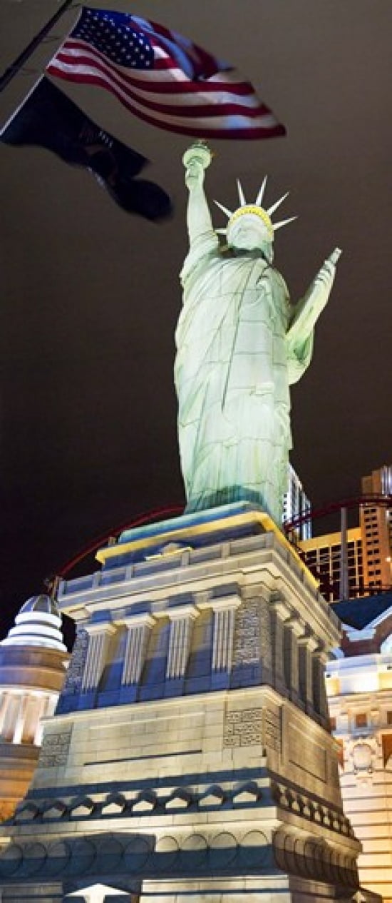 Low angle view of a statue Statue of Liberty New York New York Hotel Las Vegas Nevada USA Canvas Art - Panoramic Images (28 x 36)